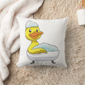 浴槽と泡で入浴するアヒル クッション (ブランケット)