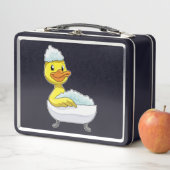 浴槽と泡で入浴するアヒル メタルランチボックス (インサイチュ)