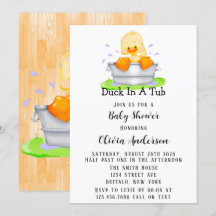 浴槽にダックベイビーシャワー招待状