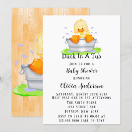 浴槽にダックベイビーシャワー招待状 招待状