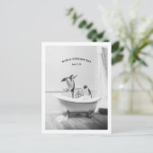 浴槽にペンギンを入れる ポストカード (スタンド正面)