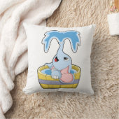 浴槽に水をいっぱい入れた象 クッション (ブランケット)