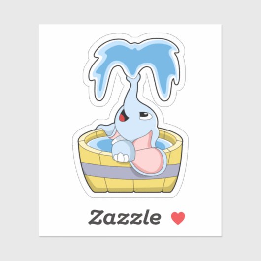浴槽に水をいっぱい入れた象 シール (シート)