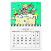 浴槽のカレンダーの子犬 カレンダー (1月 2027)