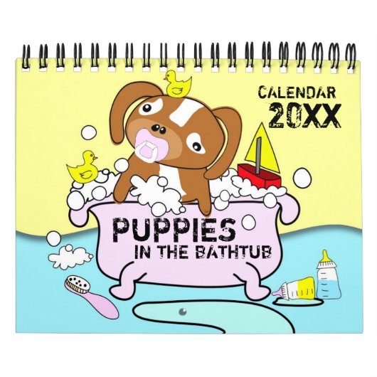 浴槽のカレンダーの子犬 カレンダー (カバー)