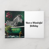 浴槽のゼブラ誕生日 箔グリーティングカード (内側レイダウン)