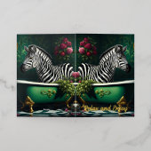 浴槽のゼブラ誕生日 箔グリーティングカード (外側レイダウン)