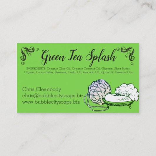 浴槽のハンドメイドの石鹸のバスソルトの名刺 名刺 (裏面)