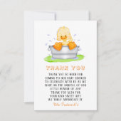 浴槽の中で鴨赤ちゃんシャワーありがとう サンキューカード (正面)