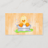 浴槽の中で鴨赤ちゃんシャワーおむつラッフル 名刺 (裏面)