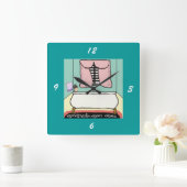 浴槽の柱時計の女性 スクエア壁時計 (ホーム)