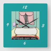 浴槽の柱時計の女性 スクエア壁時計 (正面)