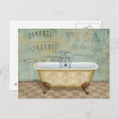 浴槽フランスのとピサの斜塔 ポストカード (正面/裏面)