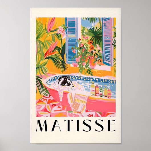 浴槽ポスターのスカンク、ミッドセンチュリーポスター、ピンク ポスター (正面)