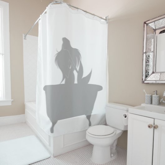 浴槽内の人魚シャワーシルエットシャドウおもしろい シャワーカーテン (インサイチュ)