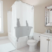 浴槽内の猫シャワーシルエットシャドーおもしろいド シャワーカーテン (インサイチュ)