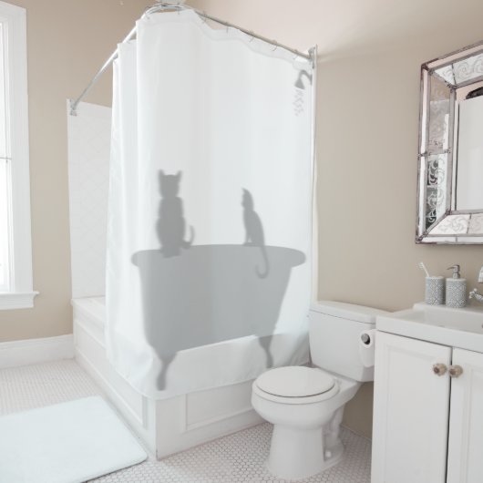 浴槽内の猫シャワーシルエットシャドーおもしろいド シャワーカーテン (インサイチュ)