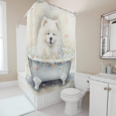 浴槽水の色のドッグアートでサモエイ シャワーカーテン (インサイチュ)