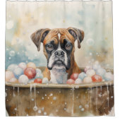 浴槽水彩画のボクサー シャワーカーテン (正面)