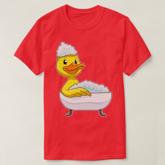 浴槽泡で入浴するアヒル Tシャツ (デザイン正面)