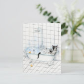 浴槽読の中の猫の新聞 ポストカード (スタンド正面)