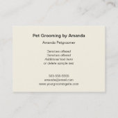 浴槽-ペットトリマーの犬 名刺 (裏面)
