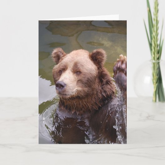 浴用茶色のクマのノートカード カード (正面)