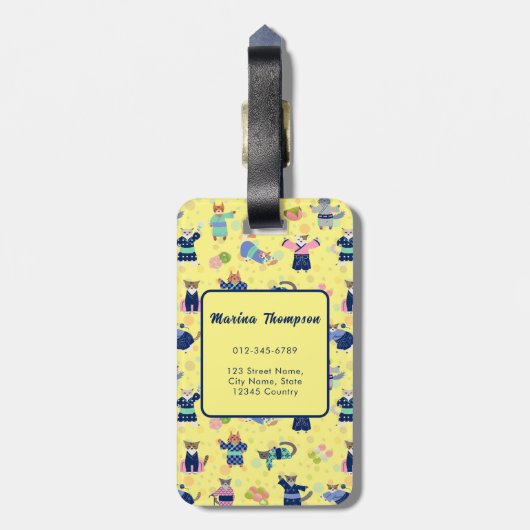 浴衣の猫 ラゲッジタグ (裏面縦)