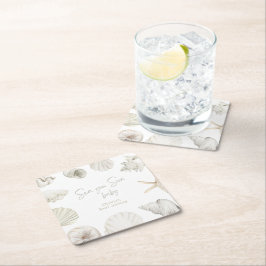 海あなたはすぐに赤ちゃんシャワー スクエアペーパーコースター