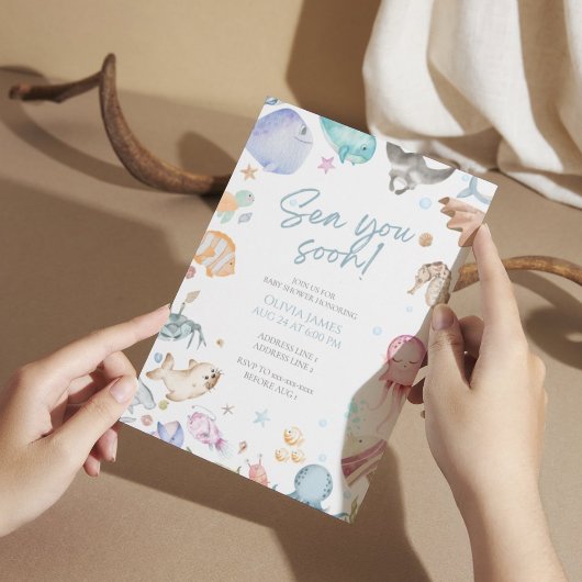 海あなたはすぐに赤ちゃんシャワー 招待状