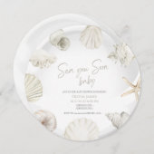 海あなたはすぐに赤ちゃんシャワー 招待状 (正面/裏面)