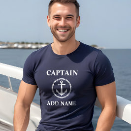 海いかりキャプテンアドネームまたはボートネームNavy Blue Tシャツ