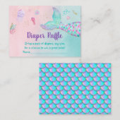 海おむつラッフルの下のマーメイドピンク金ゴールド エンクロージャーカード (正面/裏面)