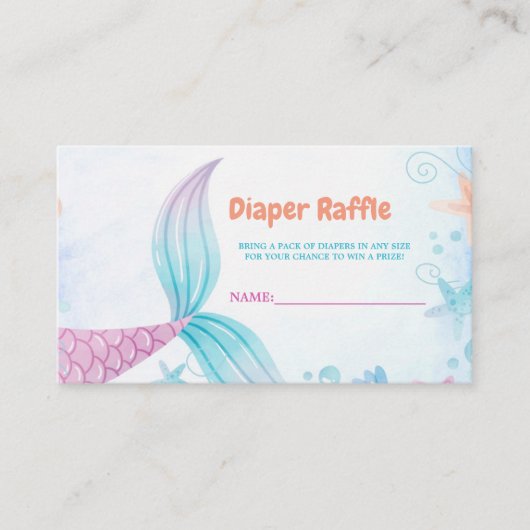 海おむつラッフルの下のマーメイド要求カード エンクロージャーカード (正面)