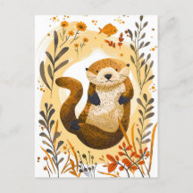 海おもしろいに浮かぶ漫画の海のカワウソ