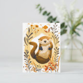 海おもしろいに浮かぶ漫画の海のカワウソ ポストカード (スタンド正面)