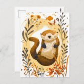 海おもしろいに浮かぶ漫画の海のカワウソ ポストカード (正面/裏面)