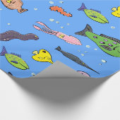 海おもしろいの風刺模様の魚 ラッピングペーパー (角)