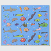 海おもしろいの風刺模様の魚 ラッピングペーパー (フラット)
