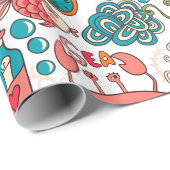 海おもしろいカラフル生イラストレーション模様 ラッピングペーパー (ロールコーナー)