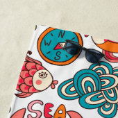 海おもしろいカラフル生イラストレーション ビーチタオル (インサイチュ)