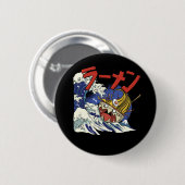 海おもしろい嵐の間のラーメンのボウル 缶バッジ (正面&裏面)