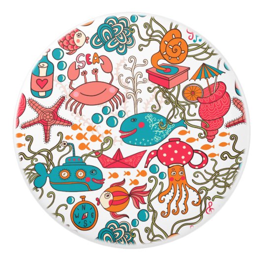 海おもしろい獣陶製ノブ セラミックノブ (正面)