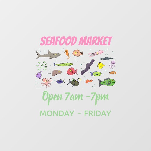 海おもしろい生き物のイラストレーション ウィンドウサイン (シート)