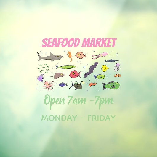 海おもしろい生き物のイラストレーション ウィンドウサイン (シート3)