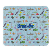 海おもしろい生き物のイラストレーション カッティングボード (正面)