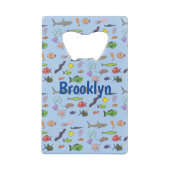 海おもしろい生き物のイラストレーション クレジットカード栓抜き (裏面)