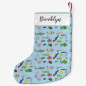 海おもしろい生き物のイラストレーション スモールクリスマスストッキング (裏面)