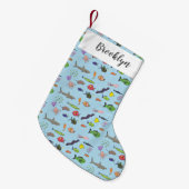 海おもしろい生き物のイラストレーション スモールクリスマスストッキング (正面 (吊り時))