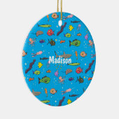 海おもしろい生き物のイラストレーション セラミックオーナメント (右)